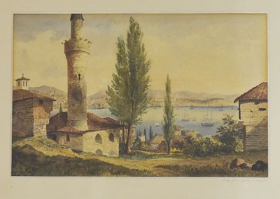 Lot 395 - Mid 19th Century watercolour 'Scutari from Galata, 1855'