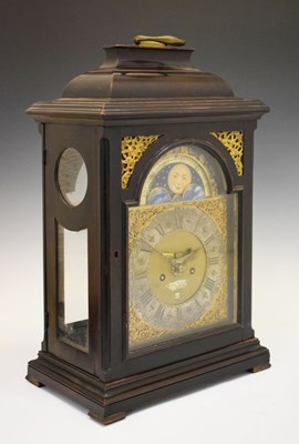 Lot 445 - A rare ebonised Dutch striking bracket clock with moonphase and alarm, John Waliso, London