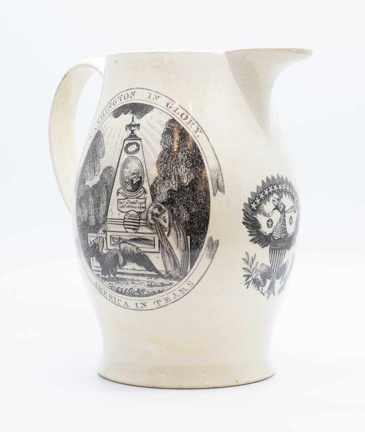 Lot 274 - English creamware jug, circa 1800, commemorating George Washington