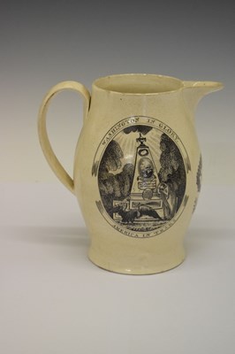 Lot 274 - English creamware jug, circa 1800, commemorating George Washington
