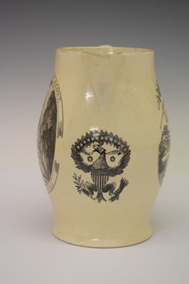 Lot 274 - English creamware jug, circa 1800, commemorating George Washington
