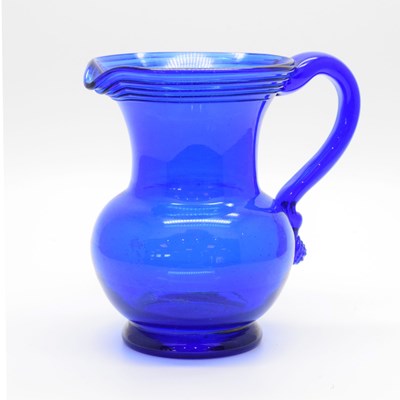 Lot 264 - Late 18th Century Bristol Blue glass jug, base signed 'Wadham Ricketts & Co, Bristol 1798'