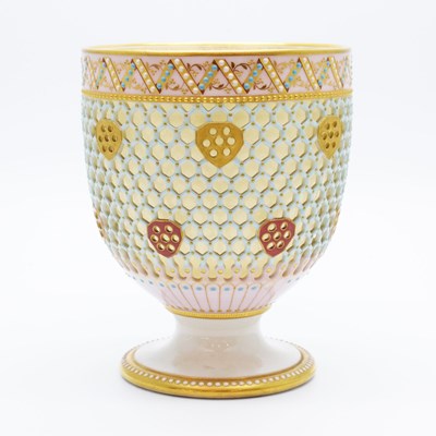 Lot 282 - Royal Worcester pedestal cup, in the manner of George Owen