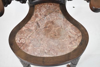 Lot 592 - Pair of Chinese hardwood tub chairs with marble seats