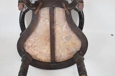 Lot 592 - Pair of Chinese hardwood tub chairs with marble seats