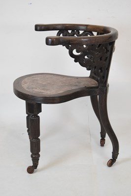 Lot 592 - Pair of Chinese hardwood tub chairs with marble seats