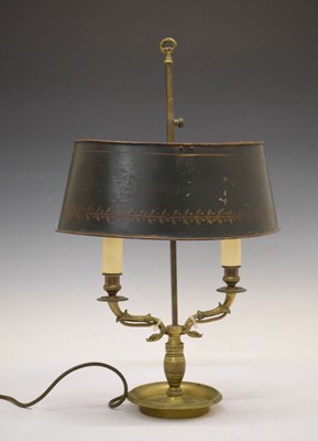 Lot 455 - French gilt metal and toleware bouillotte desk lamp