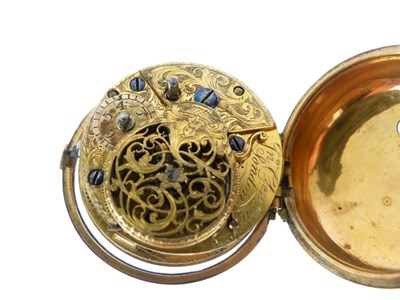 Lot 58 - J. Clenton of London, a Georgian painted tortoiseshell pair cased watch