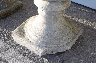 Lot 601 - Pair of composite stone pedestal planters