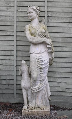 Lot 574 - Large composite stone garden statue of Diana the Huntress