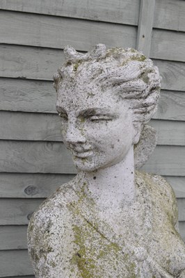 Lot 574 - Large composite stone garden statue of Diana the Huntress