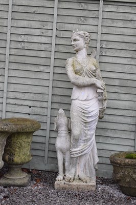 Lot 574 - Large composite stone garden statue of Diana the Huntress
