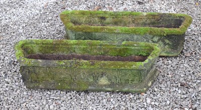 Lot 566 - Pair of composite stone garden troughs