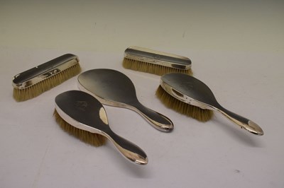 Lot 121 - 1920s  silver five piece dressing set