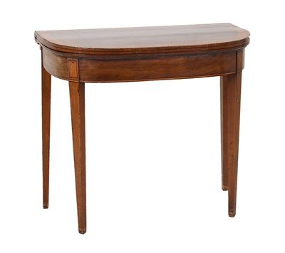 Lot 582 - George III satinwood-banded mahogany card table