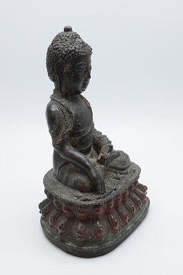 Lot 342 - Chinese or Tibetan bronze figure of the Buddha Shakyamuni