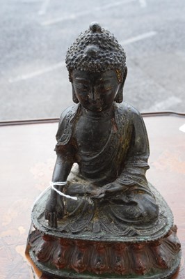 Lot 342 - Chinese or Tibetan bronze figure of the Buddha Shakyamuni