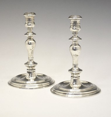 Lot 167 - Pair of Elizabeth II silver candlesticks in the early 18th century manner