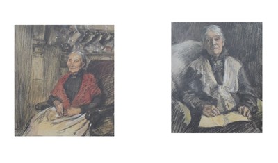 Lot 377 - Iris Pedder - Two pastels of ladies