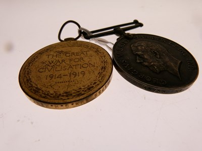 Lot 270 - First World War medal pair and Memorial Plaque