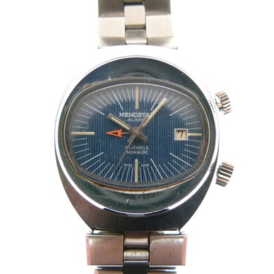 Lot 105 - Memostar Alarm -  Gentleman's retro 17 jewels automatic stainless steel wristwatch