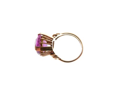 Lot 36 - Synthetic sapphire brooch and a similar ring