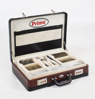 Lot 489 - Prima 72 piece stainless steel cutlery in black leather case