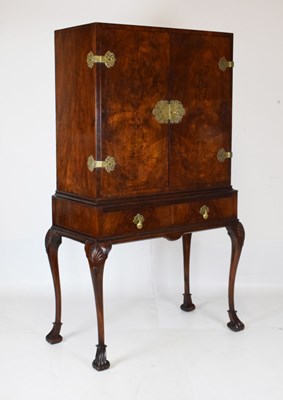 Lot 456 - Early 18th Century-style burr walnut veneered cabinet on stand