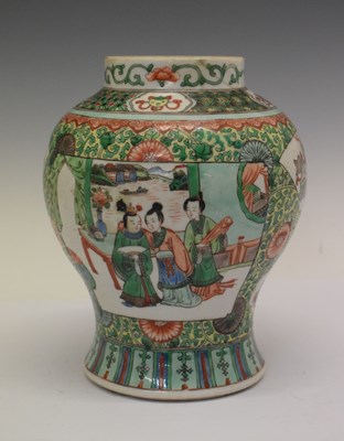 Lot 363 - Chinese Famille Verte baluster vase