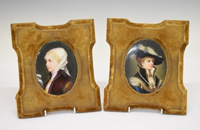Lot 320 - Pair of late 19th Century painted porcelain oval plaques