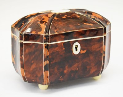 Lot 158 - Early Victorian tortoiseshell tea caddy