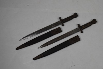 Lot 291 - Two pattern 1888 bayonets, with double ended 12" blades