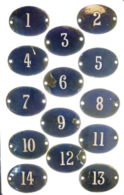 Lot 215 - Fourteen (1-14) blue enamel door/ locker numbers