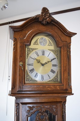 Lot 433 - Reproduction oak longcase clock