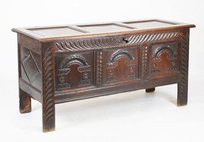 Lot 376 - 17th Century oak coffer