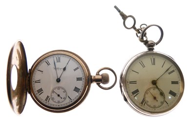 Lot 110 - Waltham - Gold-plated half-hunter pocket watch and Victorian pocket watch