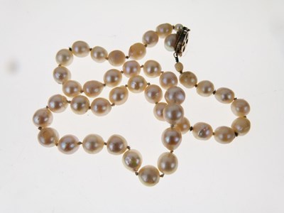 Lot 38 - Uniform row of cultured pearls