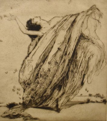 Lot 415 - Elise Lord, (1900 - 1971) - Etching - 'The Red Shawl’