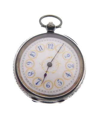 Lot 111 - Late 19th/ early 20th Century lady's silver fob watch