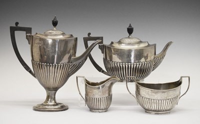 Lot 162 - Edwardian Walker & Hall silver four-piece tea and coffee service