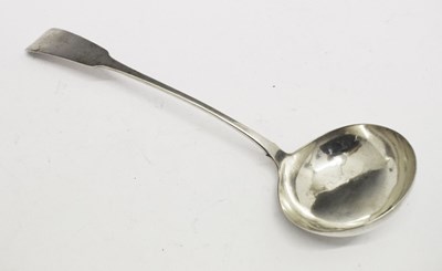 Lot 136 - George III Irish silver Fiddle Pattern ladle