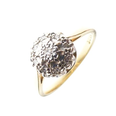 Lot 9 - Diamond cluster ring, set single-cut diamonds