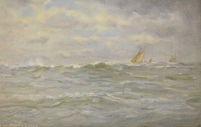 Lot 403 - Arthur Wilde Parsons (1847 - 1920) - Oil on board - Ships on a rough sea