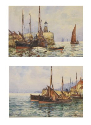 Lot 381 - Frederick (Frank) William Scarborough (1860 - 1939) - Pair of coastal watercolours