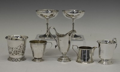 Lot 155 - George V silver helmet cream jug, and assorted silver