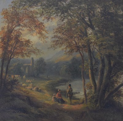 Lot 402 - Thomas Whittle, Junior (British, fl 1865-1885) - Oil on board - Tintern Abbey