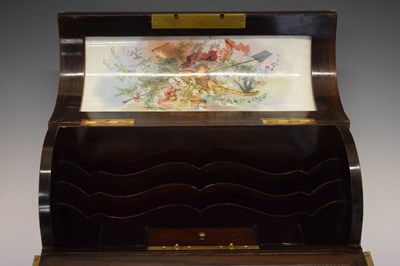 Lot 162 - 19th Century rosewood and porcelain mounted stationery box