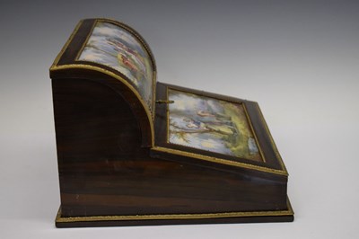 Lot 162 - 19th Century rosewood and porcelain mounted stationery box