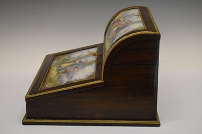 Lot 162 - 19th Century rosewood and porcelain mounted stationery box