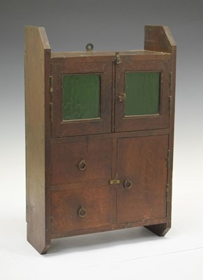 Lot 340 - Wall hanging medicine cabinet with green glass panelled doors